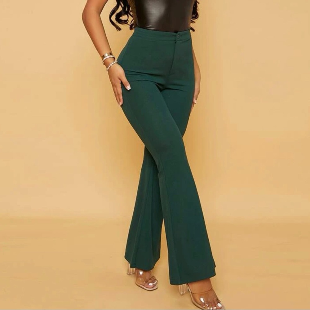 Green flare pants